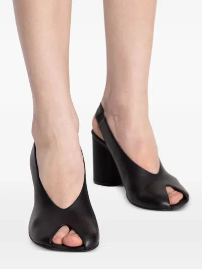 Mm6 Maison Margiela Mm6 By Maison Margiela Open-toe Slingback Sandals With Chunky Heel In Black