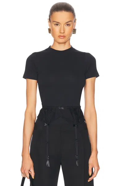 Balenciaga Women Black Crewneck T-shirt With Underwear Detail On The Waist In Cotton Woman In Black
