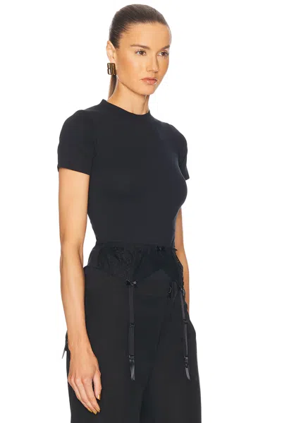 Balenciaga Women Black Crewneck T-shirt With Underwear Detail On The Waist In Cotton Woman In Black