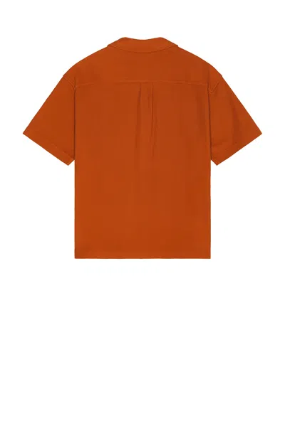 Frame Relaxed Jacquard Camp Shirt In Dark Orange