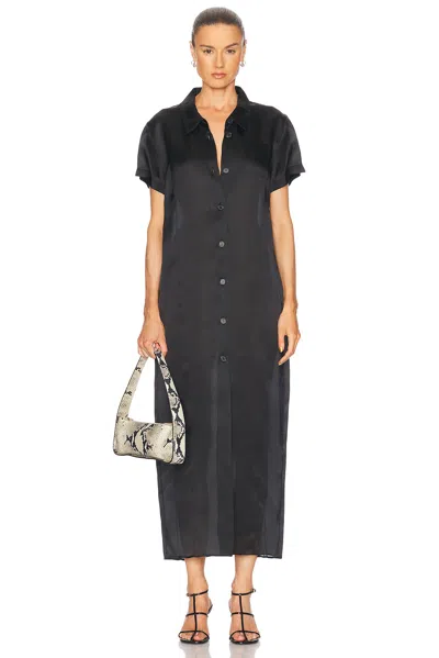 Khaite Effy Button-up Short-sleeve Dress In Black