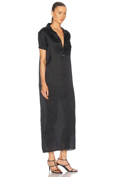 Khaite Effy Button-up Short-sleeve Dress In Black