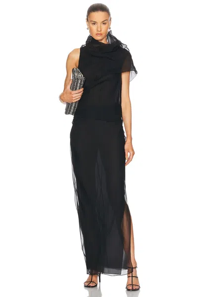 Khaite Long Silk Organza Dress In Black