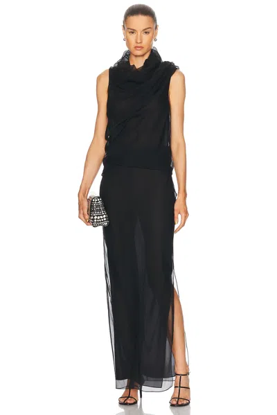 Khaite Long Silk Organza Dress In Black