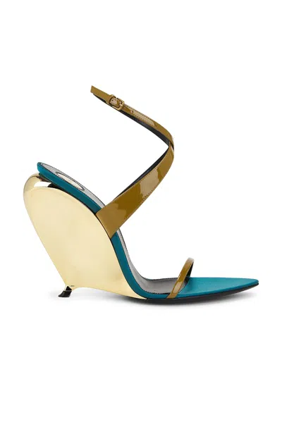 Saint Laurent Gippy Wedge Sandal In Green
