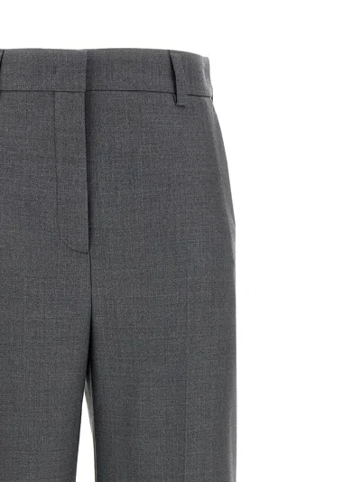Valentino Wide Leg Wool Pants Featuring Pockets In Gray
