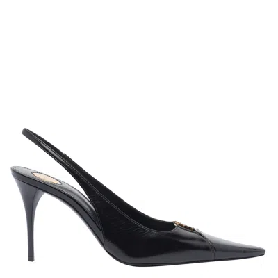 Saint Laurent Women Babylone Breteuil Open Back Pump In Smooth Leather In Black