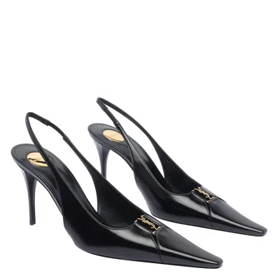 Saint Laurent Women Babylone Breteuil Open Back Pump In Smooth Leather In Black