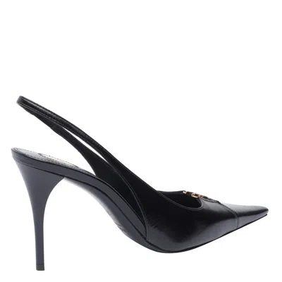 Saint Laurent Women Babylone Breteuil Open Back Pump In Smooth Leather In Black