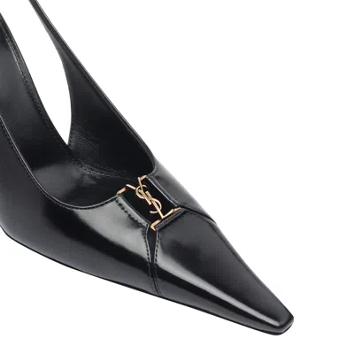 Saint Laurent Women Babylone Breteuil Open Back Pump In Smooth Leather In Black