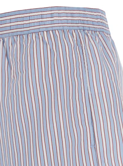 Ganni Violet Shorts With Logo Patch On The Front And All-over Striped Motif
