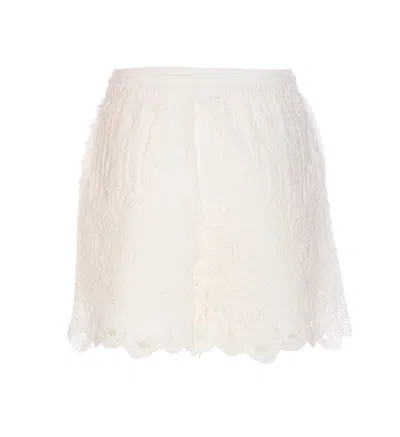 Pinko Elastic Waistband Macramé Lace Shorts