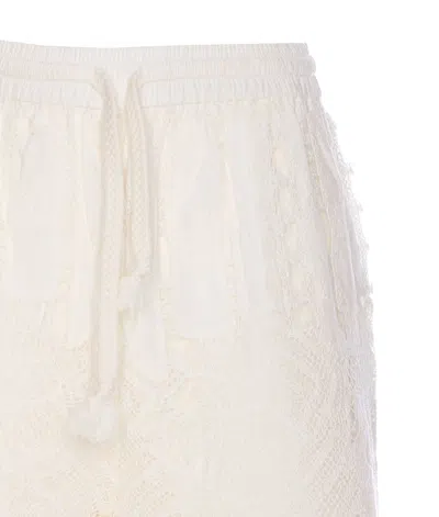 Pinko Elastic Waistband Macramé Lace Shorts