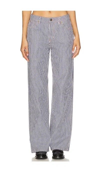 Lioness Top Model Stripe Low Rise Baggy Jeans In Navy Stripe