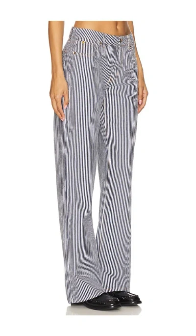 Lioness Top Model Stripe Low Rise Baggy Jeans In Navy Stripe
