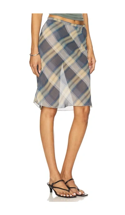 Lioness Shoreline Midi Skirt In Blue