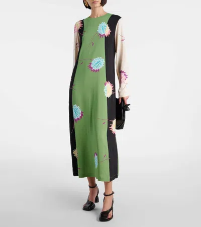 La Doublej Long Sleeve Swing Dress Derby Placee In Brown