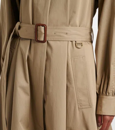 Chloé Long High-neck Belted Gabardine Trench Coat In Brown