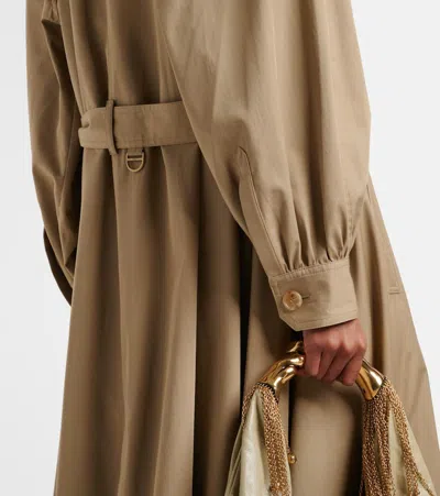 Chloé Long High-neck Belted Gabardine Trench Coat In Brown