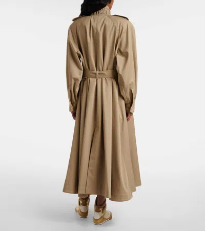 Chloé Long High-neck Belted Gabardine Trench Coat In Brown