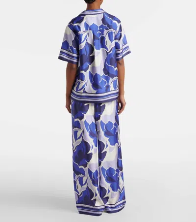 Rebecca Vallance Paros Printed Silk Shirt In Blue