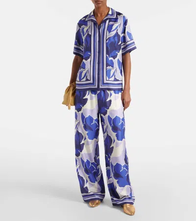 Rebecca Vallance Paros Printed Silk Shirt In Blue