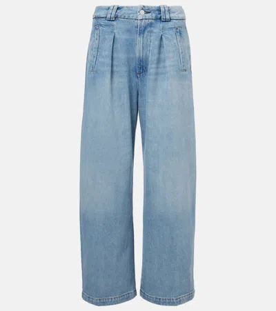 Citizen Of Humanity Cara Twill Cropped Wide-leg Pants In Blue