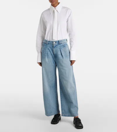 Citizen Of Humanity Cara Twill Cropped Wide-leg Pants In Blue