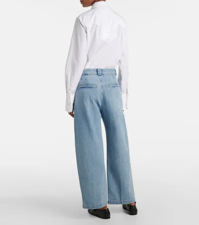 Citizen Of Humanity Cara Twill Cropped Wide-leg Pants In Blue