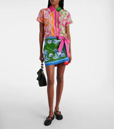 Farm Rio Mixed Scarves Floral Elegance Shirt In Multicolor