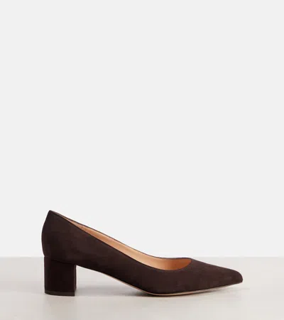Gianvito Rossi Decollette Piper Pump In Soft Suede With Pointed Toe In Brown