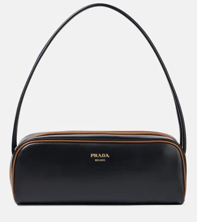 Prada Swing Smooth Leather Shoulder Bag In Black