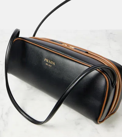 Prada Swing Smooth Leather Shoulder Bag In Black