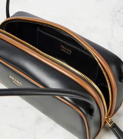 Prada Swing Smooth Leather Shoulder Bag In Black