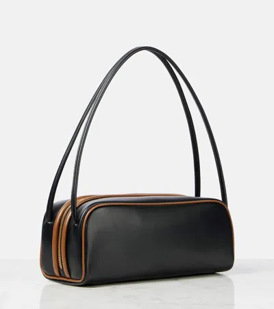 Prada Swing Smooth Leather Shoulder Bag In Black