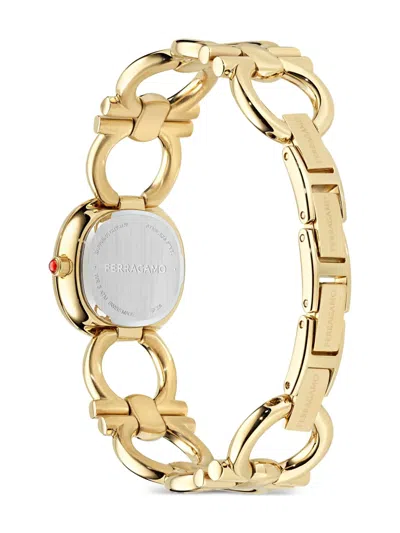 Ferragamo Double Gancini 25mm In Ip Yellow Gold/burgundy