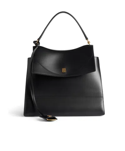 Balenciaga Medium Nano Leather Shoulder Bag In Black