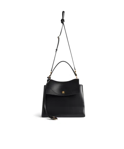Balenciaga Medium Nano Leather Shoulder Bag In Black