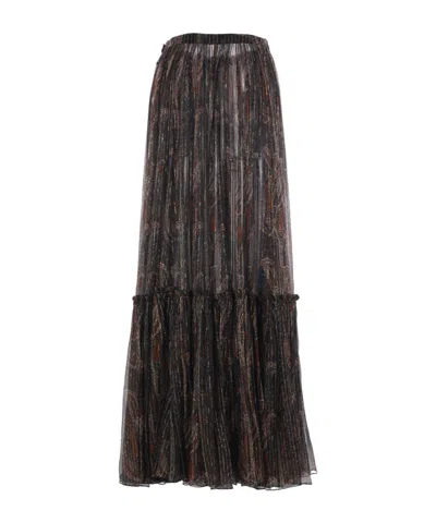 Saint Laurent Silk Blend Maxi Skirt With Sheer Overlay