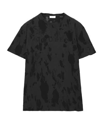 Alexander Mcqueen Mcqueen Skull Patch Tie Dye Cotton T-shirt In Black