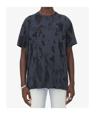 Alexander Mcqueen Mcqueen Skull Patch Tie Dye Cotton T-shirt In Black