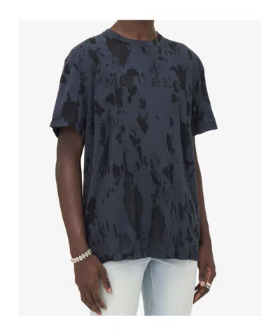 Alexander Mcqueen Mcqueen Skull Patch Tie Dye Cotton T-shirt In Black