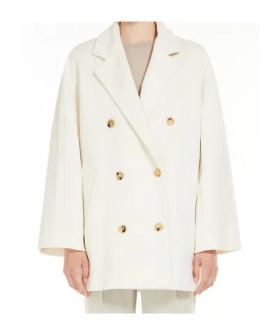 Max Mara Orma Double-breasted Wool And Cashmere-blend Felt Coat In White