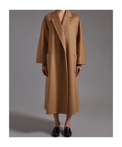 Max Mara Collared Long-sleeved Coat In Brown