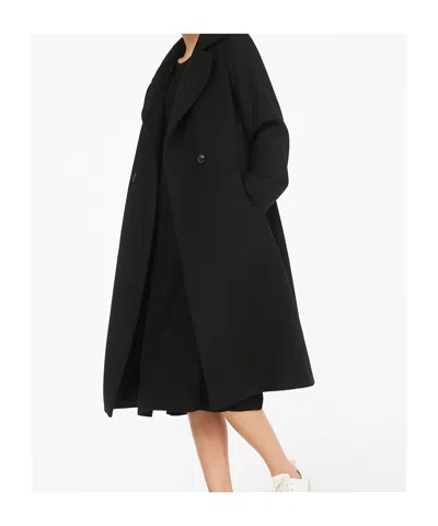 Max Mara Coat With Belted Waist And Side Pockets In Black