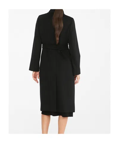 Max Mara Coat With Belted Waist And Side Pockets In Black