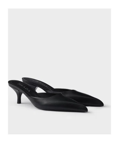 Prada Mule With Stiletto Heel And Pointed Toe In Black