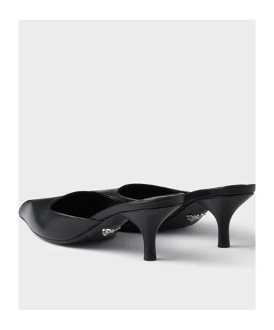 Prada Mule With Stiletto Heel And Pointed Toe In Black