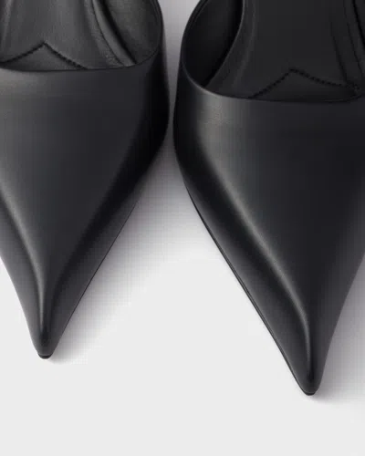 Prada Mule With Stiletto Heel And Pointed Toe In Black