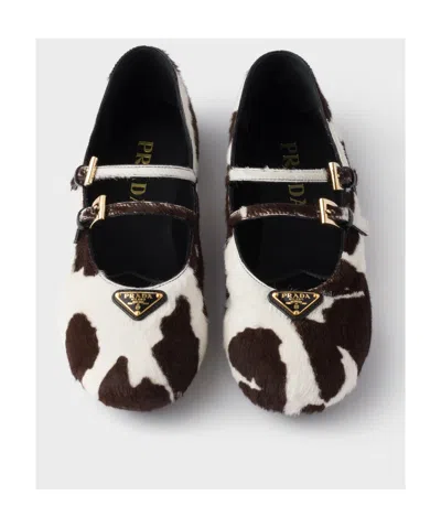 Prada Printed Leather Ballerinas